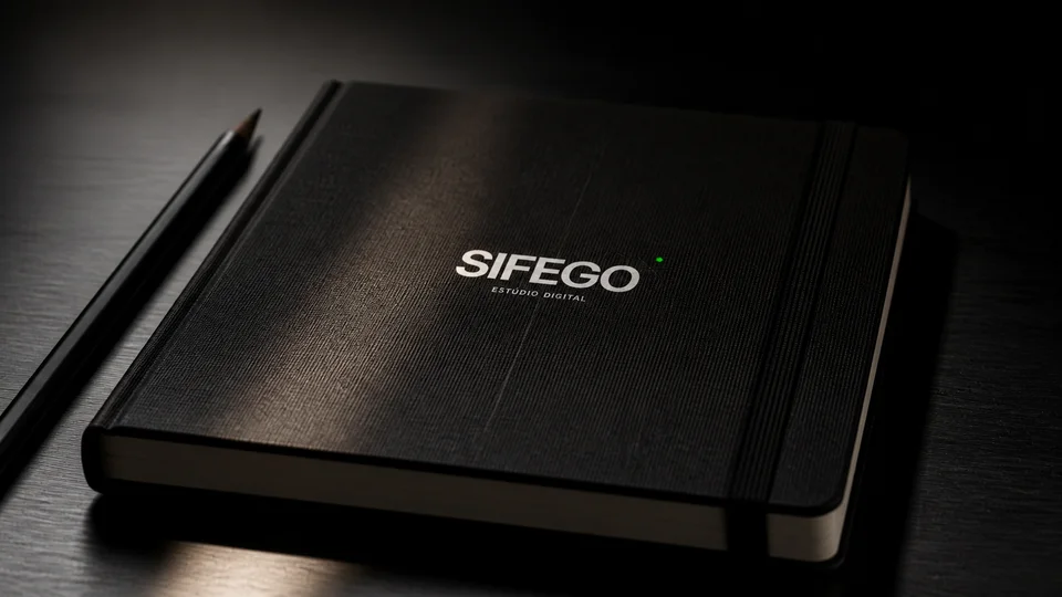 Caderno conceitual da Sifego ao lado de um lápis, usado como imagem de análise e planejamento.